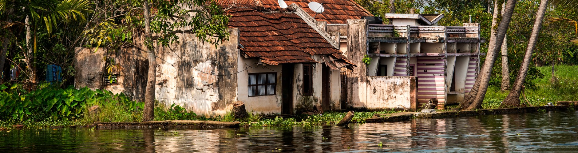 Side view of a house near water