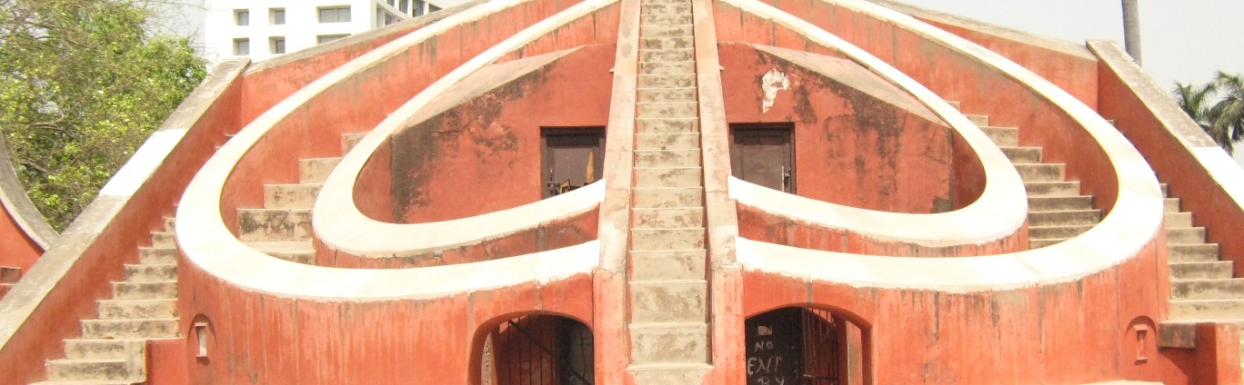 Red Colour building with staircase