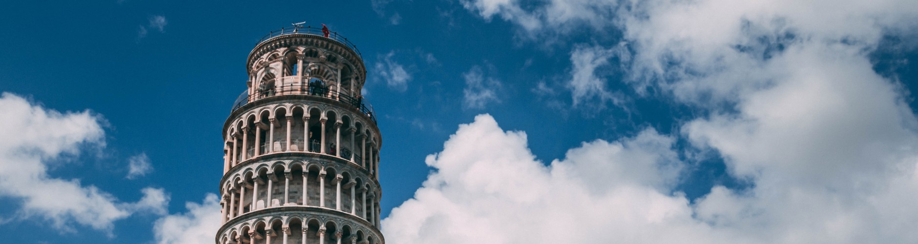 Top view of leaning tower of pisa
